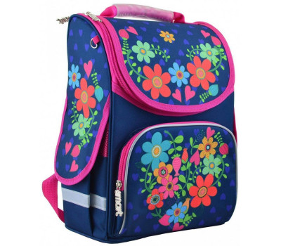 Шкільний каркасний рюкзак Smart 26х34х14 см 12 л для дівчаток PG-11 Flowers blue (554464)