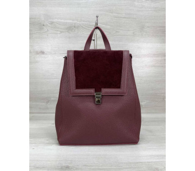 Сумка рюкзак «Луї» з замшем бордовий WeLassie