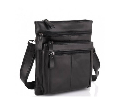Чорна чоловіча шкіряна сумка через плече Tiding Bag N2-8011A