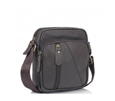 Чоловіча шкіряна сумка коричнева через плече Tiding Bag N2-1008DB