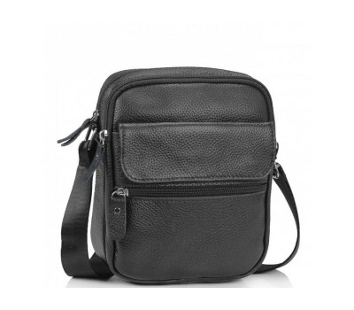 Чоловіча шкіряна сумка чорна через плече Tiding Bag NM20-1812A