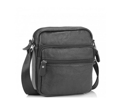 Невелика шкіряна сумка через плече чорна Tiding Bag NM20-2610A