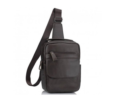 Мужская кожаная сумка-слинг коричневая Tiding Bag A25F-003B