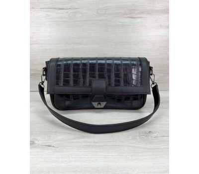 Жіноча сумка «Наомі» чорний крокодил WeLassie